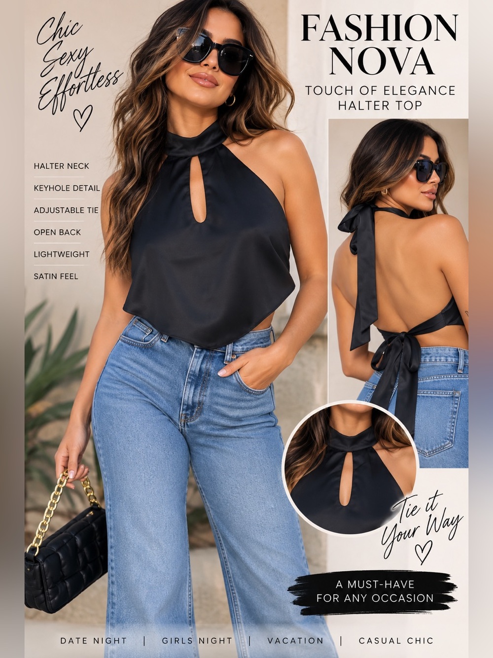 $10 or 🆓 BUY ONE GET ONE FREE 🆓 
Fashion Nova Touch Of Elegance Halter Top